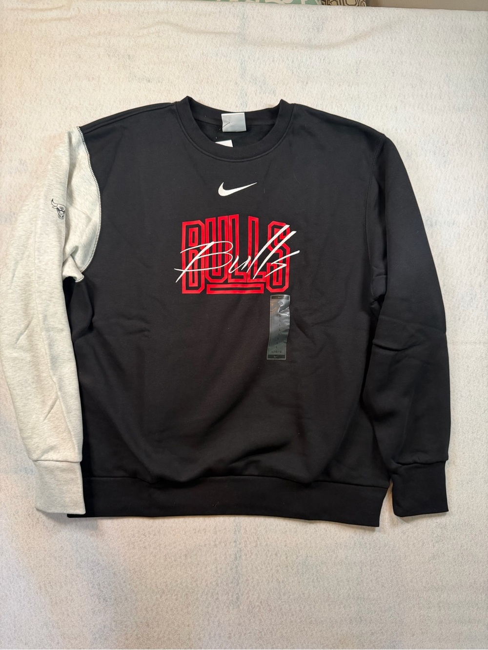 Nike Black Crewneck Sweatshirt with Red Bulls Logo and Gray Sleeve